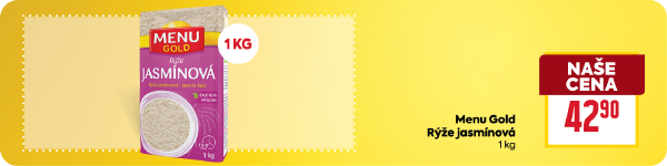 Banner: Menu Gold Rýže jasmínová 1 kg za 42,90 Kč.