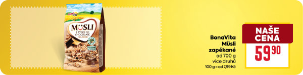 Banner: BonaVita Müsli zapékané od 700 g za 59,90 Kč.