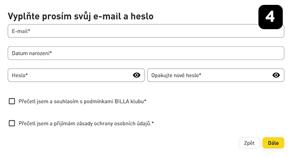 BILLA klub registrace