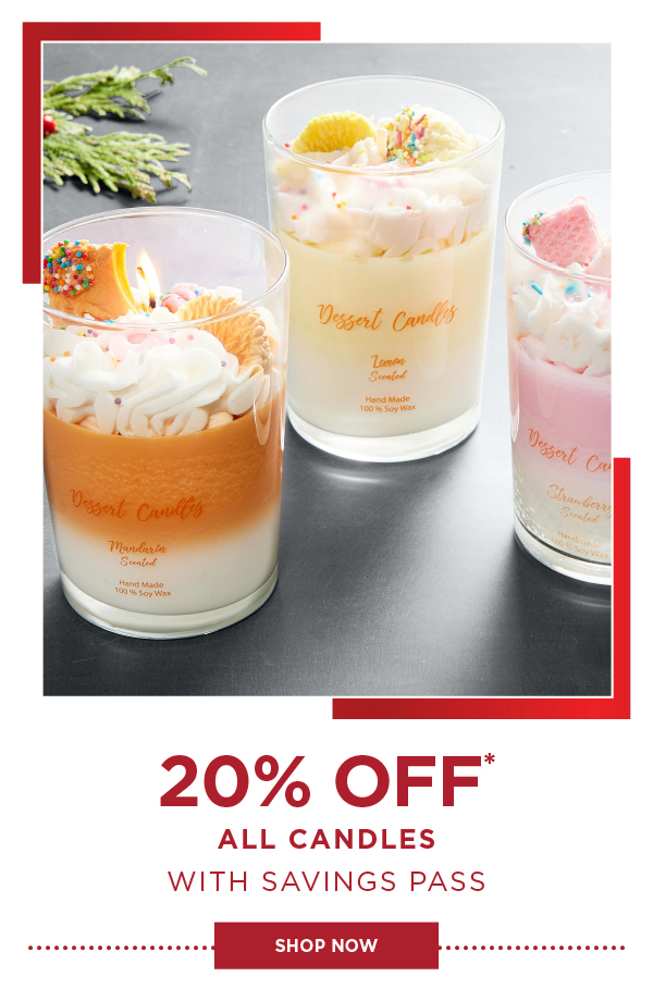 20% Off All Candles With Savings Pass