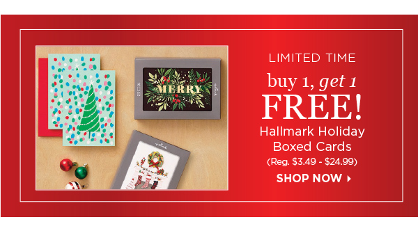 Buy 1, Get 1 Free Hallmark Holiday Boxed Cards