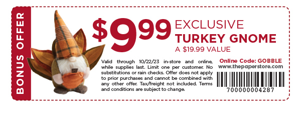 $9.99 Exclusive Turkey Gnome Coupon