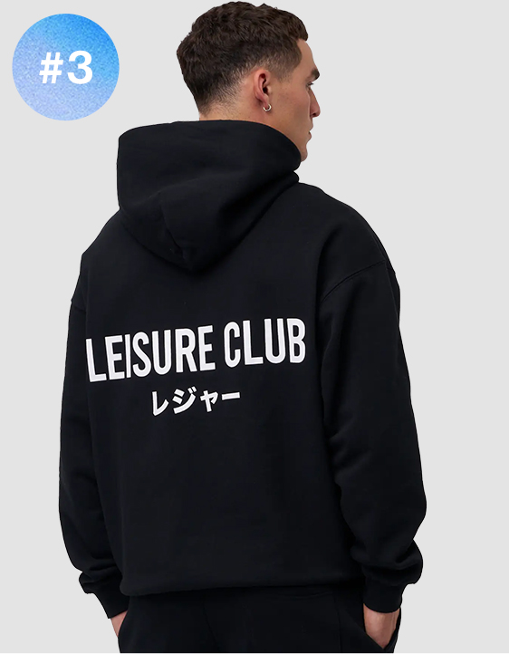 #3 - Leisure Club Print Oversized Hoodie in Black
