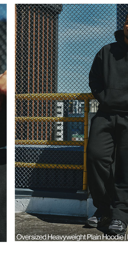 Oversized Heavyweight Plain Hoodie in Black