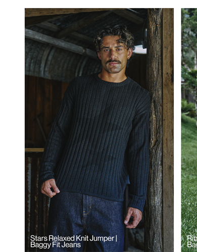 Stars Relaxed Knit Jumper in Shadow Grey