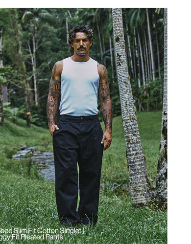 Baggy Double Pleated Pants in Black