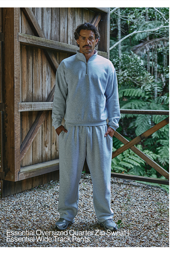 Essential Oversized Quarter Zip Sweat in Snow Marl