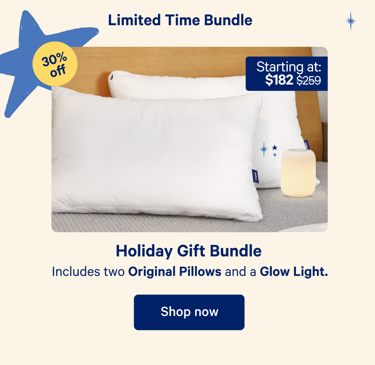 Limited Time Bundle; Holiday Gift Bundle; Includes two Original Pillows and a Glow Light.