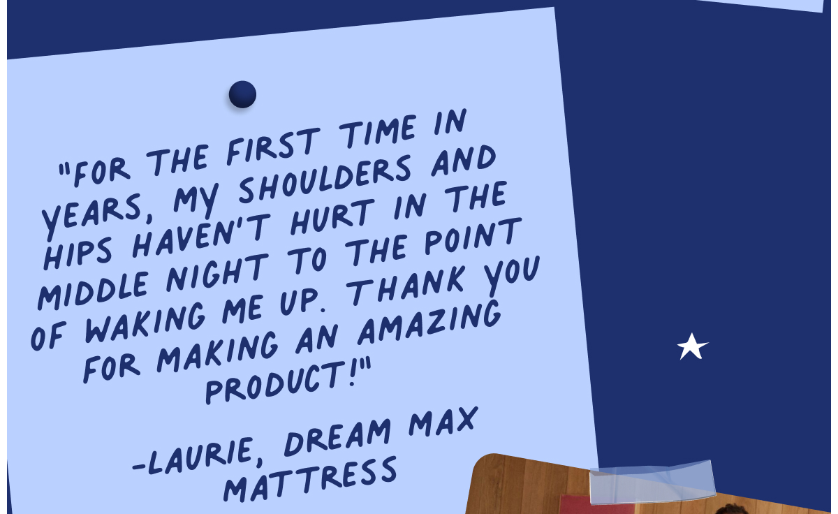 For the first time in years, my shoulders and hips haven't hurt in the middle night to the point of waking me up. Thank you for making an amazing product!