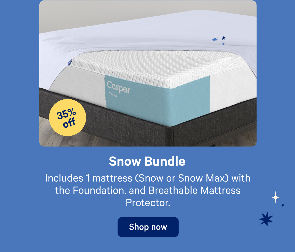 Snow Bundle; Includes 1 mattress (snow or snow max) with the foundation, and breathable mattress protector