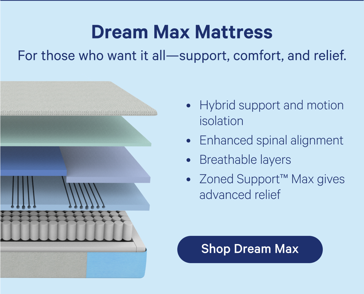 Dream Max Mattress For those who want it all - support, comfort, and relief. 
