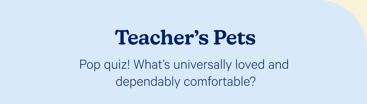 Teacher's Pets; Pop quiz! What's universally loved and dependably comfortable?