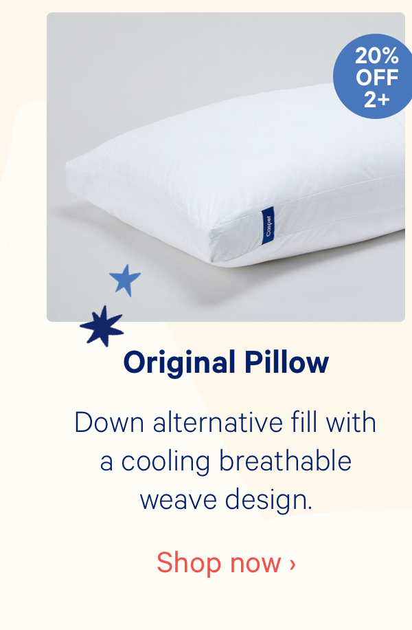 Original Pillow; Down alternative fill with a cooling breathable weave design.