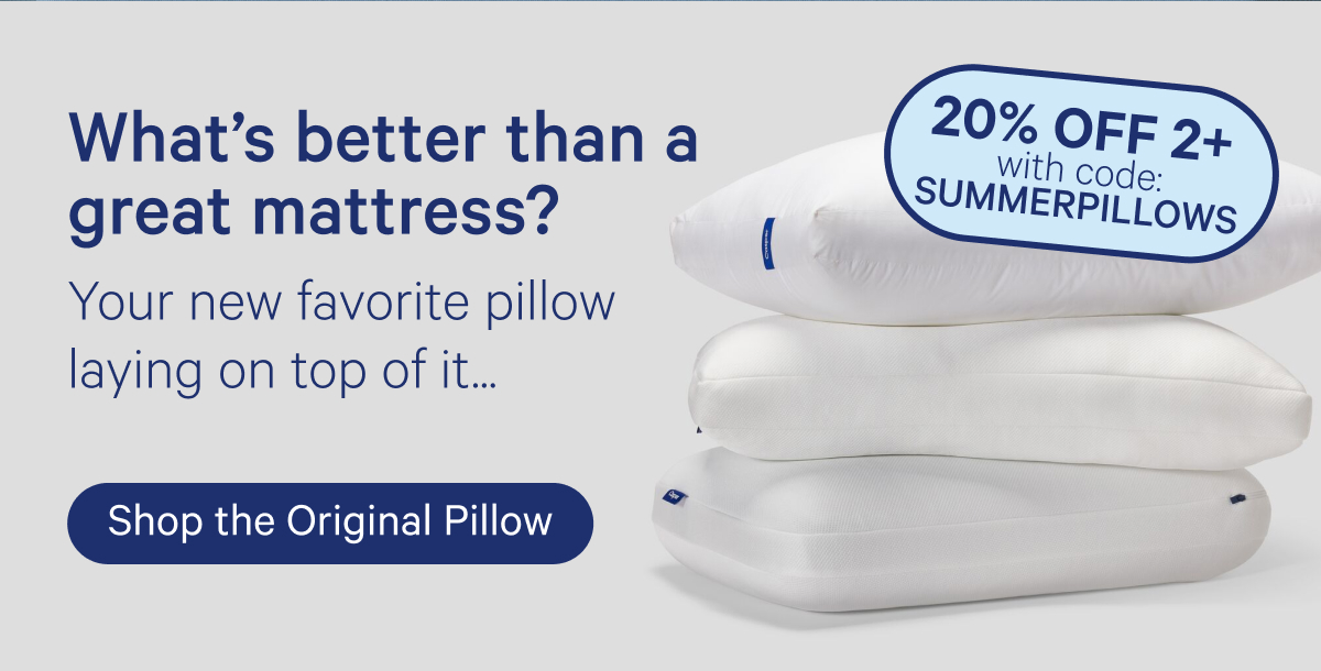 What's better than a great mattress? Your new favorite pillow laying on top of it...20% off 2+ with code SUMMERPILLOWS