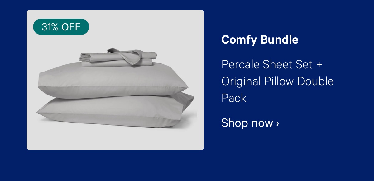 Comfy Bundle; Percale Sheet Set + Original Pillow Double Pack