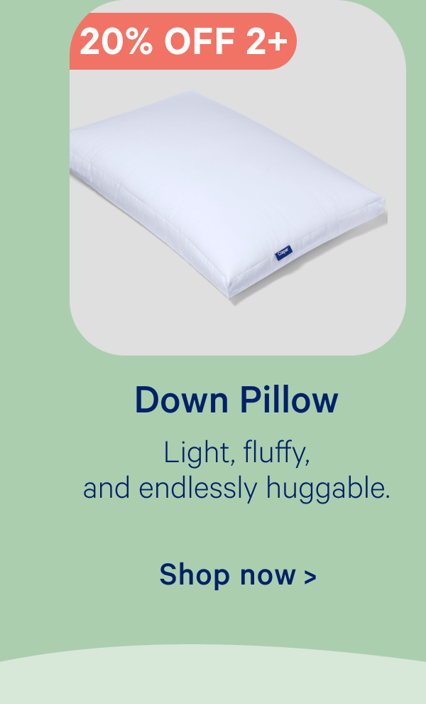 Down Pillow; Light, fluffy, and endlessly huggable.
