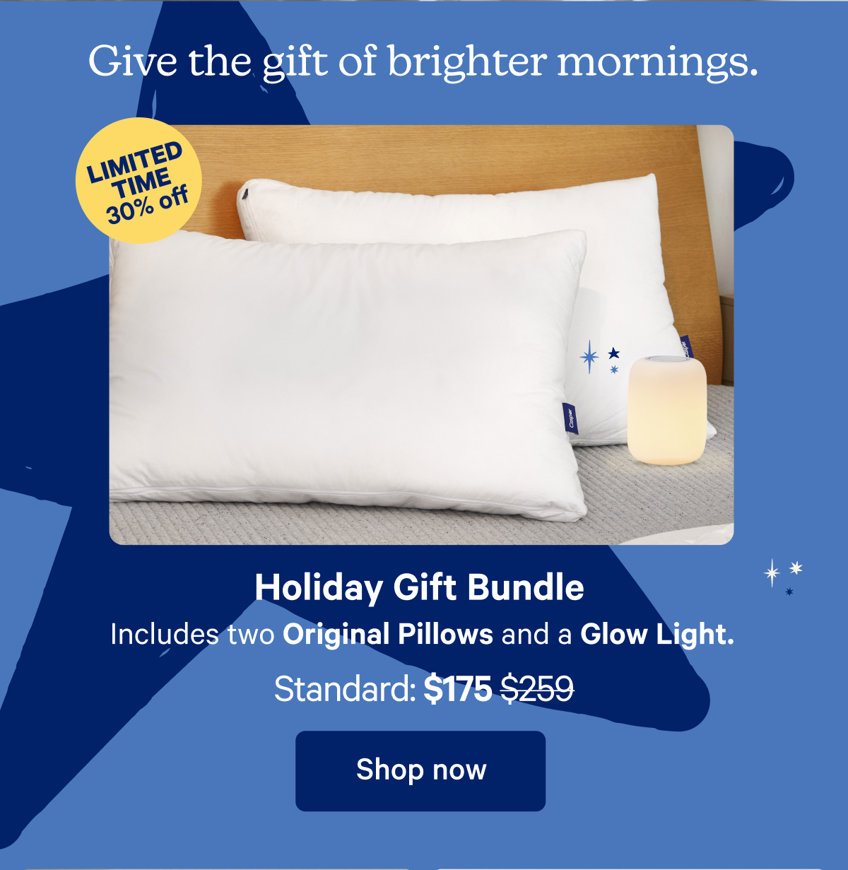 Give the gift of brighter mornings; Holiday Gift Bundle: Includes two Original Pillows and a Glow Light; Starting at $181