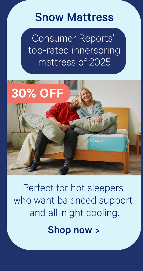Snow Mattress; Consumer Reports' top-rated innerspring mattress of 2025; Perfect for hot sleepers who want balanced support and all-night cooling.