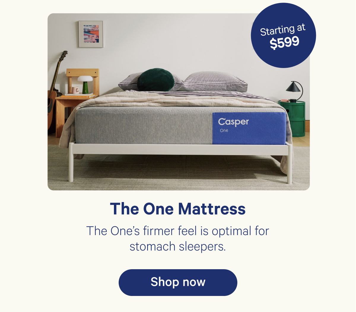 The One Mattress; The One's firmer feel is optimal for stomach sleepers.