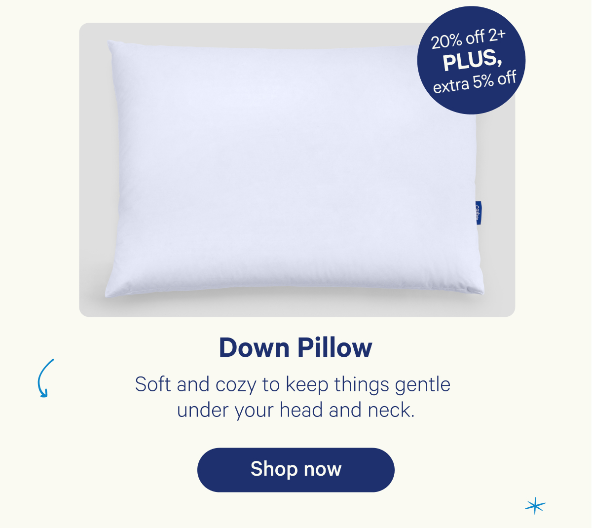 Down Pillow; Soft and cozy to keep things gentle under your head and neck.