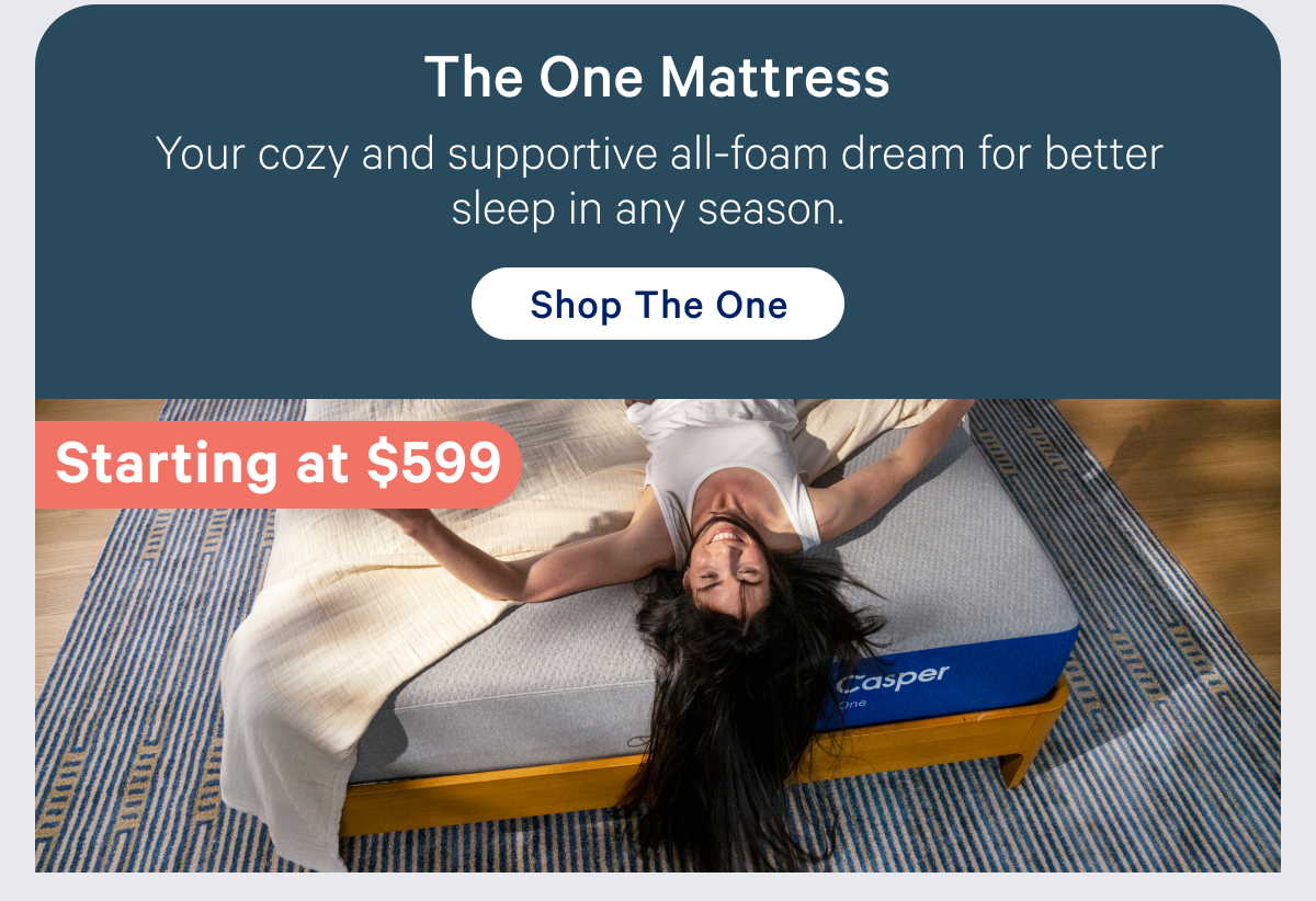 The One Mattress; Your cozy and supportive all-foam dream for better sleep in any season.