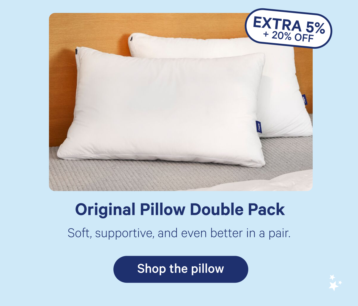 Original Pillow Double Pack; Soft, supportive, and even better in a pair.