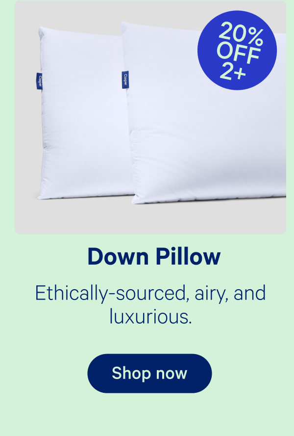 Down Pillow; Ethically-sourced airy, and luxurious.