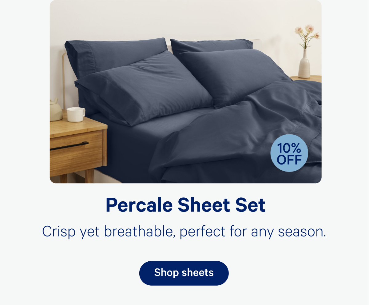 Percale Sheet Set; Crisp yet breathable, perfect for any season.