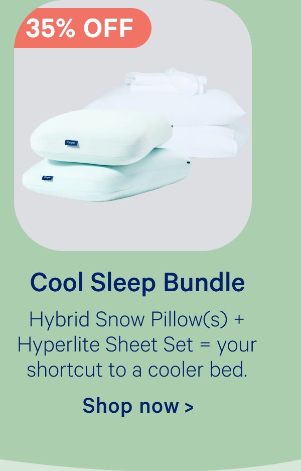 Cool Sleep Bundle; Hybrid Snow Pillow(s) + Hyperlite Sheet Set = your shortcut to a cooler bed.