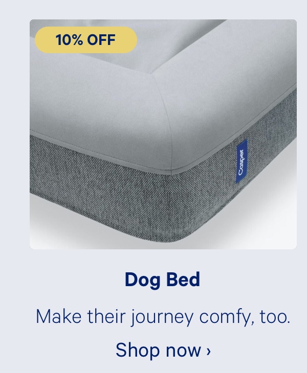 Dog Bed; Make their journey comfy, too.