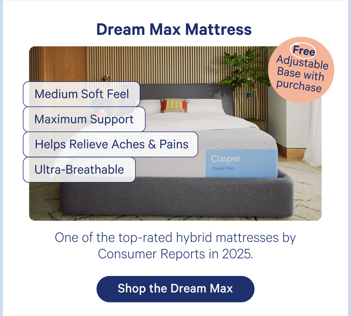Dream Max Mattress; One of the top-rated innerspring mattresses by Consumer Reports in 2025.