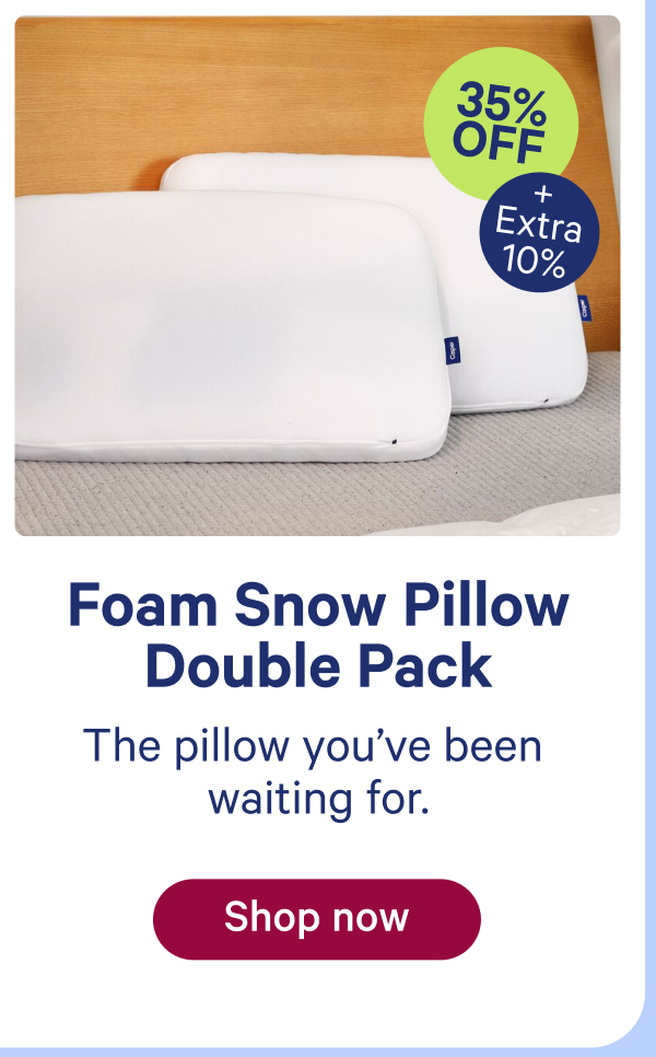 foam snow pillow double pack; the pillow you've been waiting for.