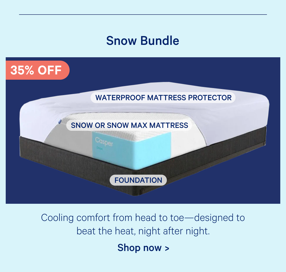 Snow Bundle; Cooling comfort from head to toe—designed to beat the heat, night after night.