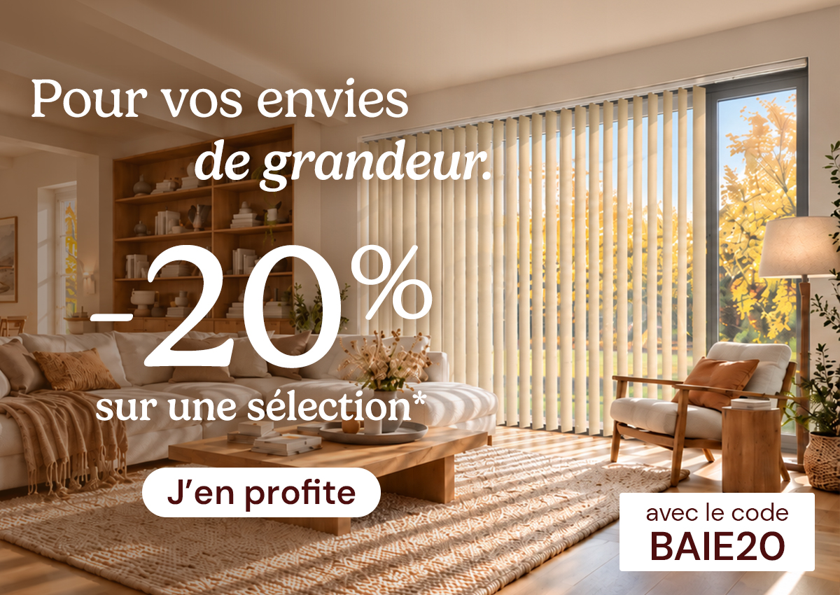 -20% sur les californiens, panneaux japonais et rideaux avec le code BAIE20