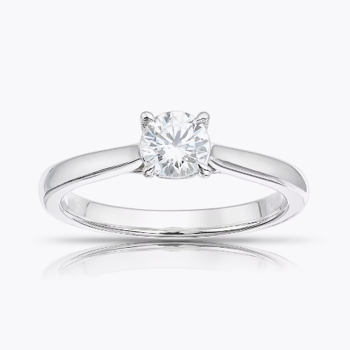 18ct White Gold 0.50ct Diamond Round Cut Four Claw Solitaire Ring