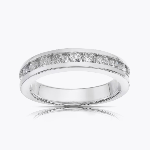 Platinum 1ct Diamond Round Cut Channel Set Eternity Ring