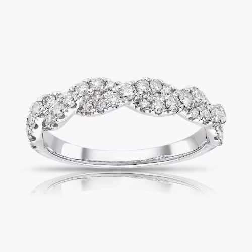 9ct White Gold 0.50ct Diamond Twist Eternity Ring