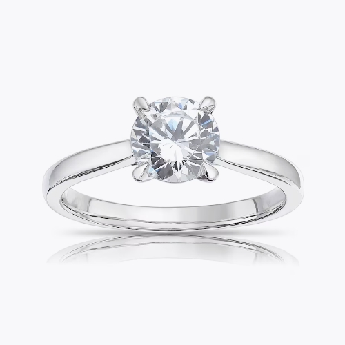Platinum 1ct Diamond Round Cut Four Claw Solitaire Ring