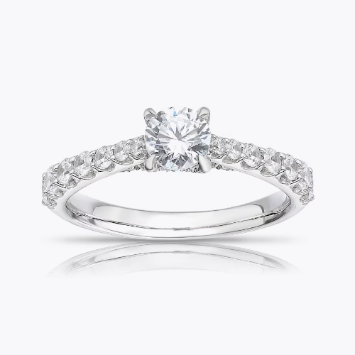 Platinum 1ct Diamond Round Cut Four Claw Solitaire Ring