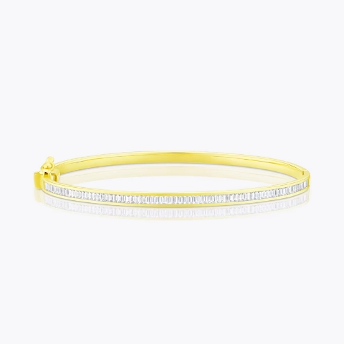 9ct Yellow Gold Baguette Cubic Zirconia Bangle