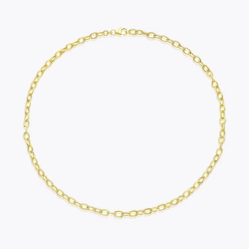 9ct Yellow Gold Polish & Texture Oval Link Chain Necklace