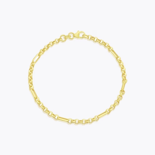 9ct Yellow Gold Belcher Mix Chain Link Bracelet