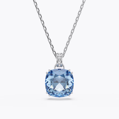 Swarovski Millenia Silver Tone Blue Crystal Cushion Cut Pendant