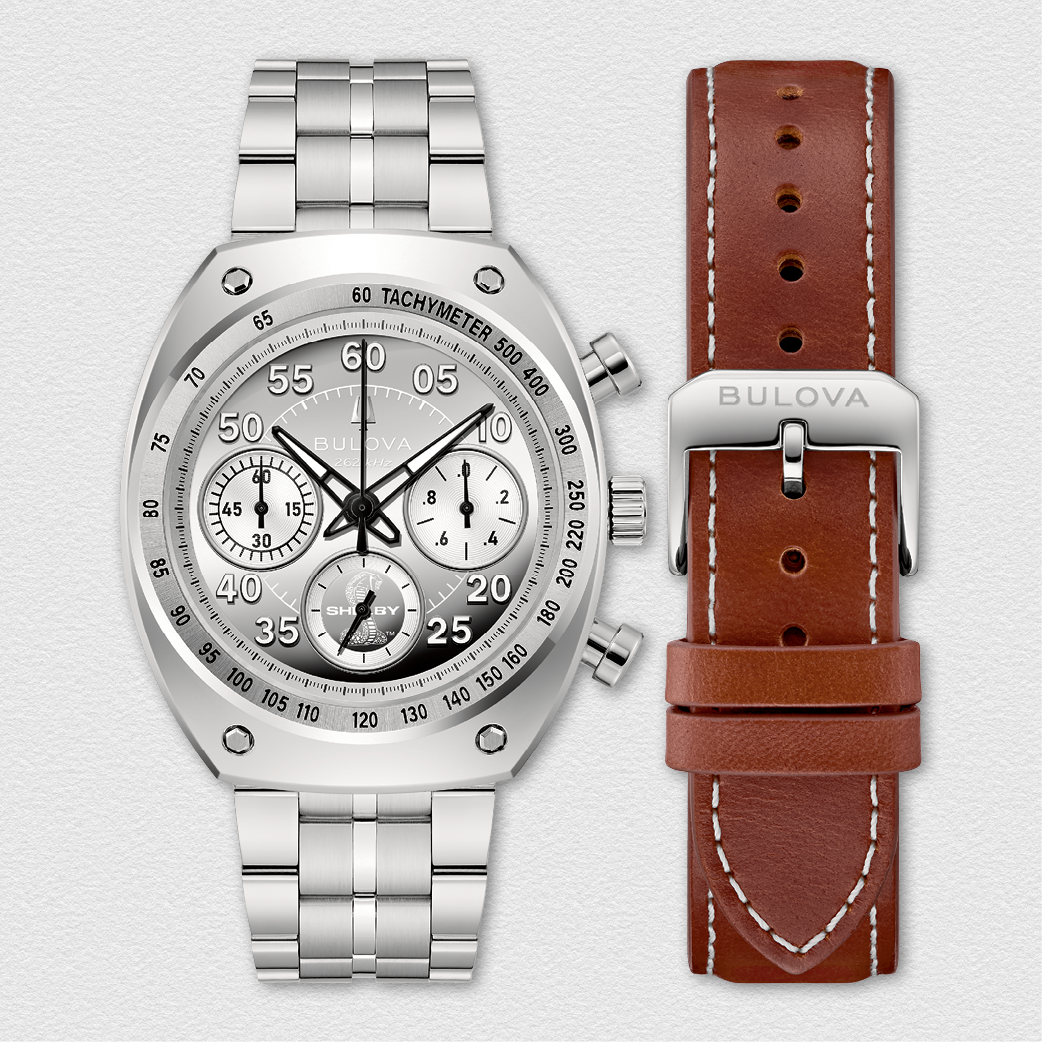 Bulova Men's Shelby Racer Silver Tone Dial & Split Finish Stainless Steel Limited Edition Watch