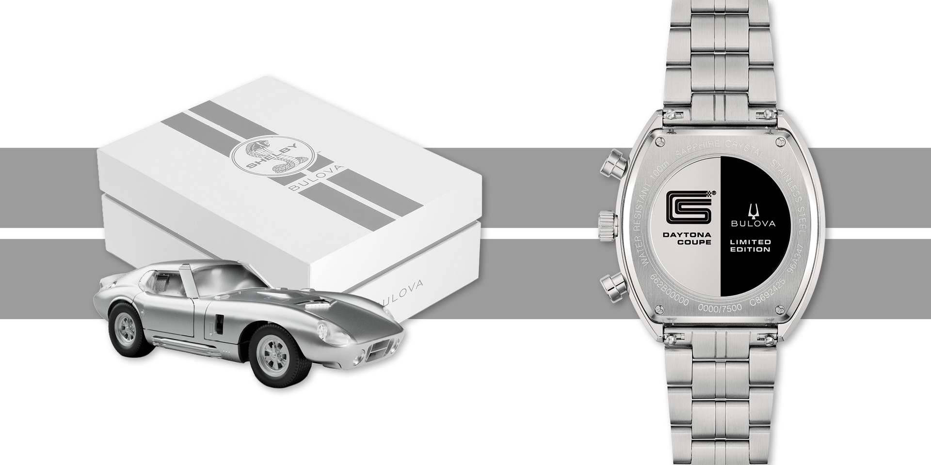 Bulova Men's Shelby Racer Silver Tone Dial & Split Finish Stainless Steel Limited Edition Watch