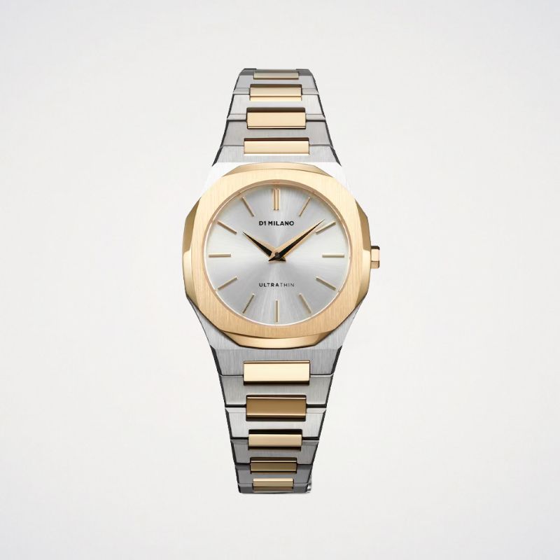 D1 Milano Ultra Thin Women's 30mm Silver Tone Dial & Two-Tone Bracelet Watch
