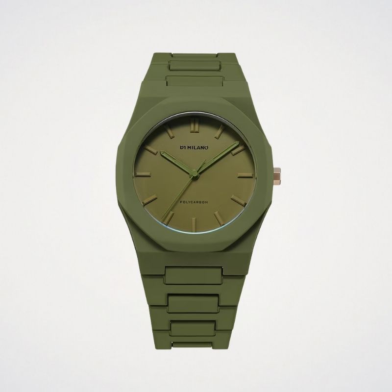 D1 Milano Polycarbon Men's 40.5mm Green Dial & Polycarbonate Strap Watch