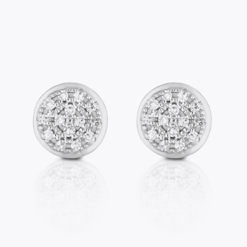9ct White Gold Diamond Disc Stud Earrings