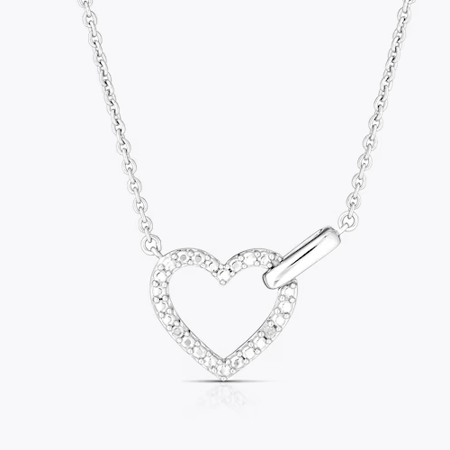 Sterling Silver Diamond Heart Necklace