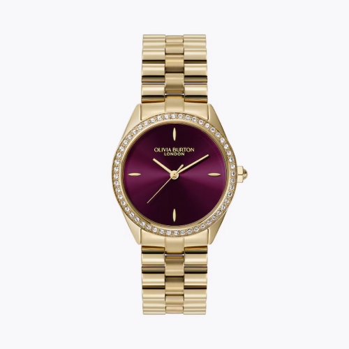 Olivia Burton Bejewelled 34mm Crystal & Light Gold IP Bracelet Watch Olivia Burton Bejewelled 34mm Crystal & Light Gold IP Bracelet Watch